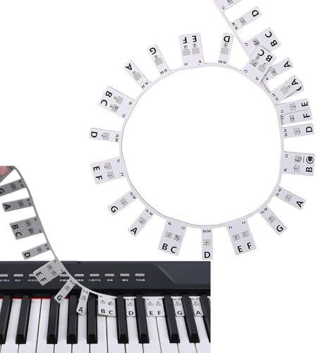 Piano Keyboard Silicone Stickers - Removable 61 Key Full Size for Beginners - Black and White