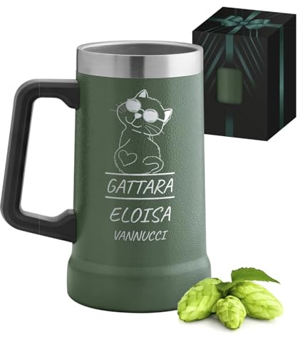 Maverton Boccale da birra termico per campeggio - Tazza personalizzata 700 ml per donne - Tazzine caffe particolari per mamma - Regalo donna compleanno camping - In acciaio inox - Idee regalo donna
