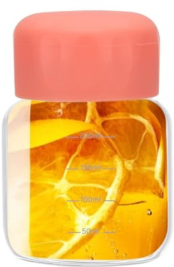 PATIKIL Pequeñas Botellas de Cristal para Jugo con Tapas, 10 Onzas (300ml) Botella de Agua de Cristal a Prueba de Fugas Botellas Lindas para Beber para Jugos, Agua de Nevera, Leche, Rosa