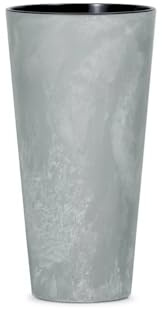 Stolmet Tall Flower Pot, Round Planter, Concrete Effect Style, Perfect for Home and Garden Decoration, Capacity of 3.3L to 64L (Concrete, 15.5 Litres)