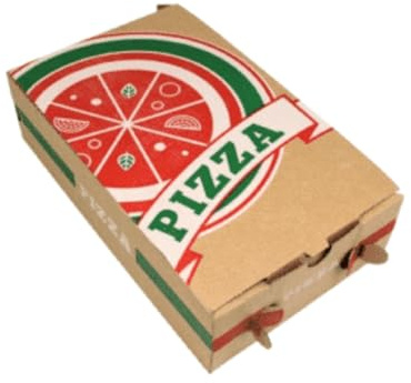 Générique 200 Boîtes à Pizza Calzone en Carton Kraft Brun Décorées 3 Couleurs 27x17x7 cm - Boîte Alimentaire Rectangulaire en Carton Micro-Cannelure