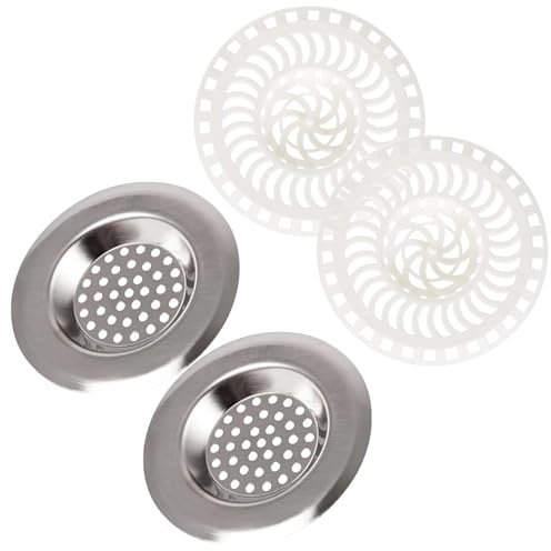 Filtro da Scarico per Lavandino.4 Pezzi 7,5cm Protezione per lo Scarico in Acciaio e Plastica Filtro per Lavello da Bagno e Cucina per Raccogliere Capelli da Lavelli, Vasca Da Bagno e doccia