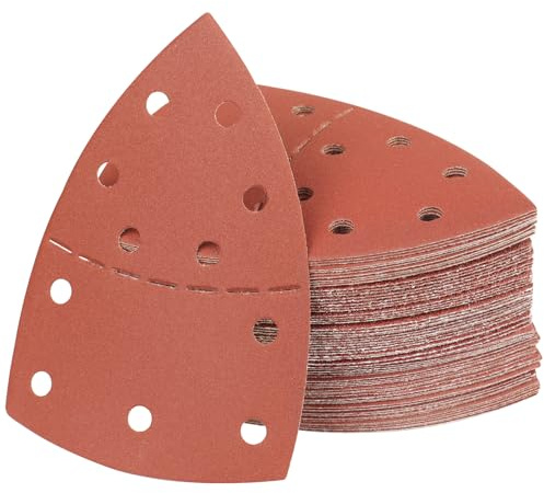 PMIQSA 100 Stück 180 Körnung Schleifpapier Dreieckschleifer Deltaschleifer | 152x105mm, Mouse Schleifpapier, Klett Schleifdreiecke, für Holzarbeiten, Metall Polieren Sch
