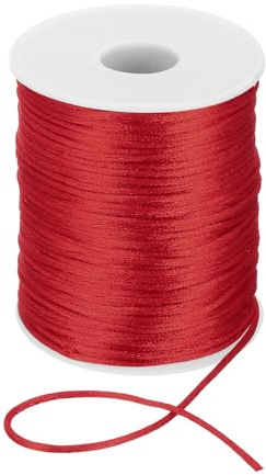 PATIKIL 110 Yard Cordone In Nylon 2mm Rosso Scuro | Per Bigiotteria Intrecciato Cordoncino Di Satin Filato Per Nodi Cinesi Collane Macramé DIY Artigianato
