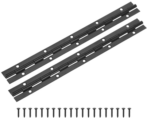 M METERXITY 2er-Pack Klavierbänder 12 Zoll / 300mm Edelstahl Durchgehende Klavierbänder Mit Löchern Und Schrauben Für Aufbewahrungskisten [1.2x 0.06/ 30x 1.5mm Öffnungsbreite Dicke Schwarz]