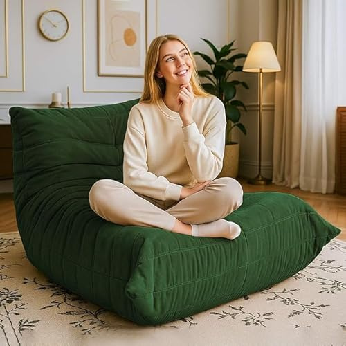 Generisch Togo Sofa，lesesessel bequem，Bubble Sofa，bodenstuhl，Super Soft and Comfortable Memory Foam, Suitable for bedrooms, Living Rooms, and Balcony Lounge Chairs (Green)