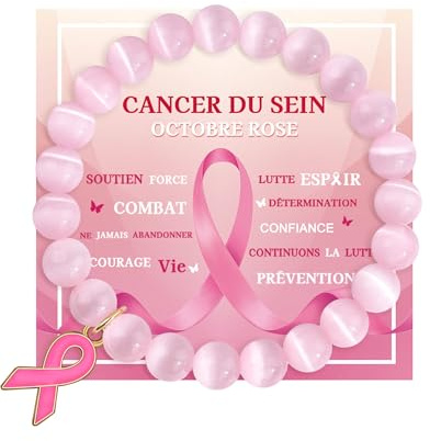 CheersLife Octobre Rose, Bracelet Octobre Rose accessoires 2026 | Bracelet Accessoire Perlé de Sensibilisation au Cancer du Sein avec Cadeau pour Amis Famille Collègues
