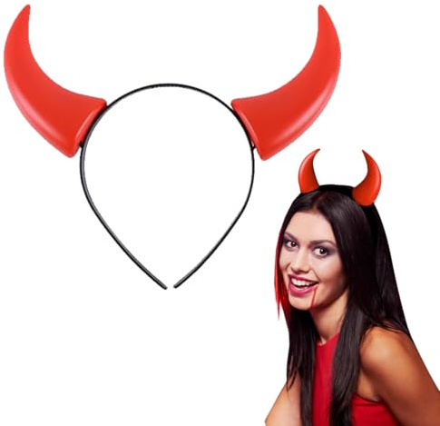 GGUFAY Serre-tête cornes de diable rouge, Oreilles de diable de vampire pour costume de fête, Bijou de tête pour homme et femme, Bijou de cheveux pour Halloween, carnaval et carnaval