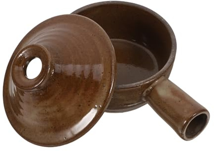 TOYANDONA Cazuela de Barro con Tapa para Microondas Olla Pequeña Resistente Altas Temperaturas para Cocinar Estofados Arroz y Sopa Utensilio de Cocina Seguro y Fácil de Limpiar para Uso
