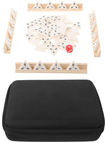UPKOCH Triangular Dominoes Set mit Holzständern Stabiles Brettspiel für Erwachsene und Israelisches Mahjong-Design Tragbares Gesellschaftsspiel für Familien und Spielabende