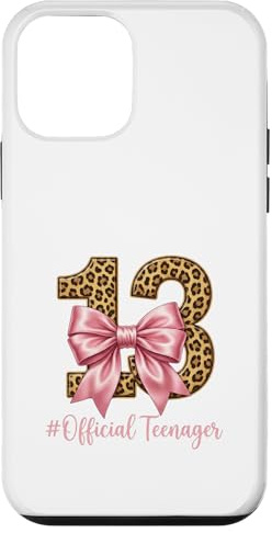 Custodia per iPhone 12 mini 13° compleanno leopardato fiocco rosa ufficiale teen