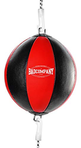 Bad Company Doppelendball aus Kunstleder inkl. elastischen Spanngurten I 25 cm Durchmesser I Boxball für das Reflex- und Boxtraining