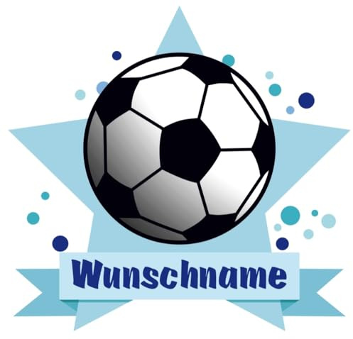 Samunshi® Fussball Wandtattoo Türschild mit Name personalisierbar Kinderzimmer Türaufkleber Baby Wandaufkleber - 25x22cm mehrfarbig