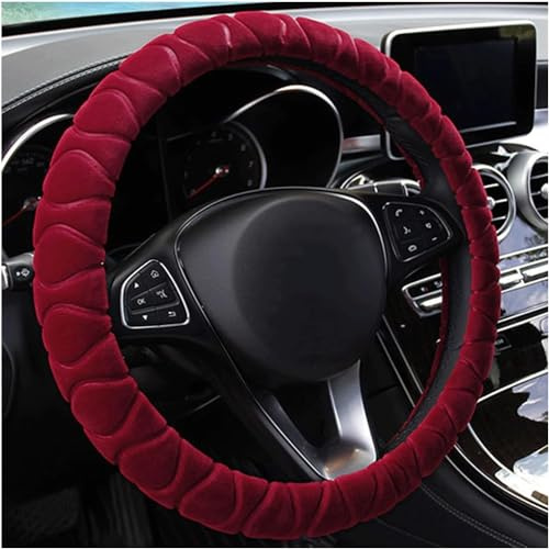Lenkrad Abdeckung Kunstfell Winter Warm Lenkrad Wrap passt den meisten Auto 37cm 38cm Größe Innenzubehör rot