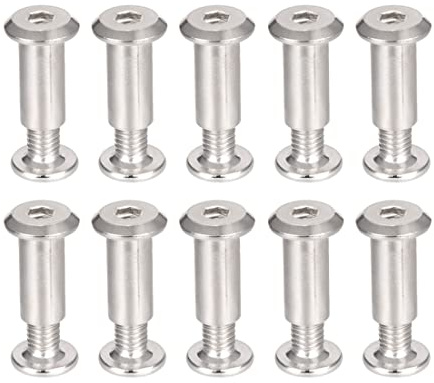uxcell Screw Post Fit for 5/16(8mm) Hole Dia, Male M6x10mm Belt Buckle Binding Bolts Leather Fastener Carbon Steel 10 Sets