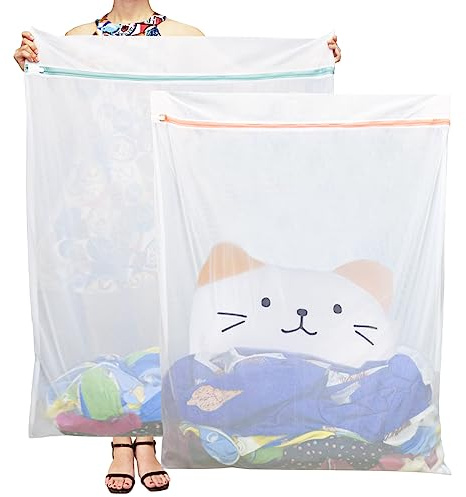 Tenn Well Extra Large Mesh Laundry Bags, 2 Pack 43 x 35 inch Jumbo Delicates Bag for Washing Machine, Large Mesh Bags for Delicates, Coats, Blankets, Bedding, Toys, Pet Items