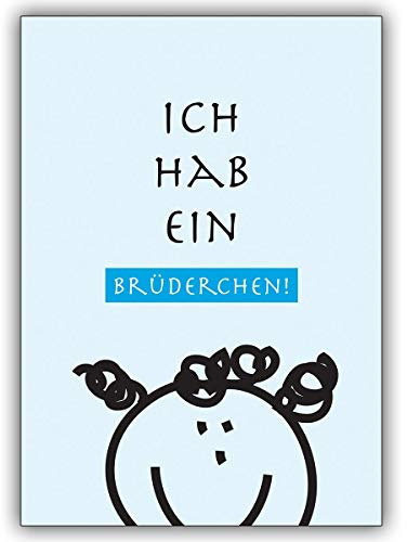 Kartenkaufrausch 16er Set: Süße Geburtsanzeige hellblau, Mädchen: Ich hab ein Brüderchen • schöne Gratulations Grußkarte um die Geburt Ihres Kindes anzuzeigen