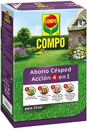 COMPO Abono de césped Acción 4 en 1, 1 kg para 25 m²
