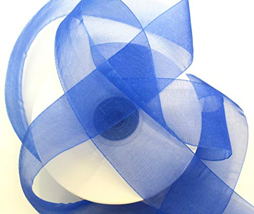 CaPiSo Organza -Schleifenband in 4 cm Breite 40mm mit Webkante Geschenkband Organzaband Dekorationsband Dekoband Chiffon Hochzeit (Blau, 25m)