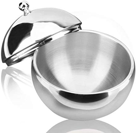 SMSOM Eiskübel, kugelförmiger doppelwandiger Edelstahl-EIS-Eimer, 2 l (Silber)