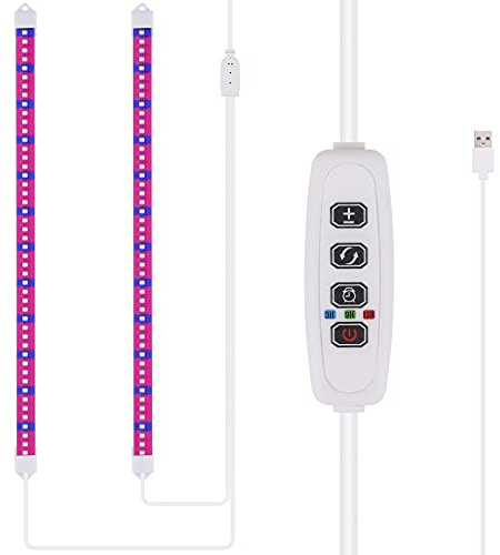 LED Plant Grow Light Strip, Grow Lamp Bar for Indoor Plants with Auto On/Off Timer, Full Spectrum / Dimmable / USB Plug-in Plant Light for Gardening Greenhouse Hydroponics (2 Strip)