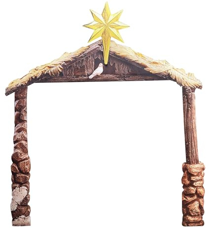 Christmas Stable for Outdoor Nativity Display 81 Tall - Bright Colors on Flat 22 Gauge Coated Metal, Windguard Tripod Bracing, Stores Easily for Years of Use
