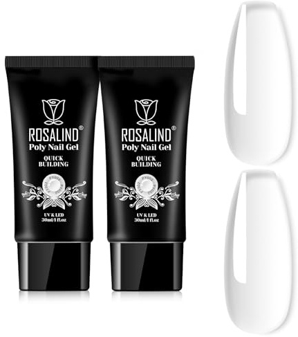 ROSALIND Poly Nail Gel Genomskinlig 30ml*2 Gel Naglar Förlängning Set | Snabbhärdande UV LED Gel för Naglar Proffs och Nagelsalonger, en Perfekt Present Till Nagelentusiaster