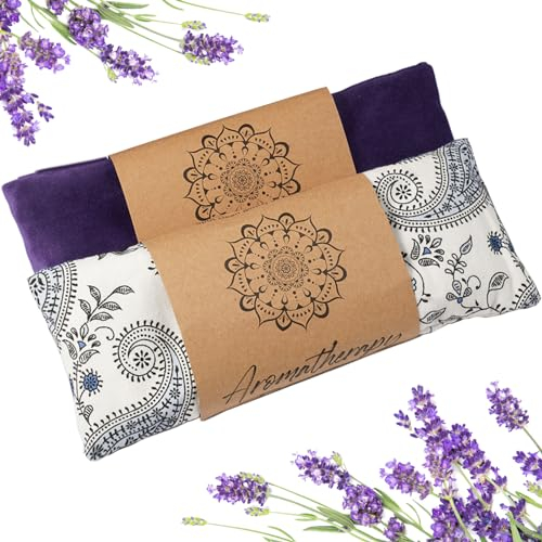 Hihealer Masque pour Les Yeux avec Poids et Lavande - Accessoire de Yoga et Méditation pour Sommeil, Relaxation et Soins Personnels - Cadeau de Noël Idéal pour Femmes et Mamans (2, Blanc et Violet)