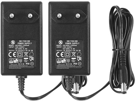 2er-Pack AC zu DC 18V 1A Netzteil, Stecker 5,5 mm x 2,1 mm, Plug EU