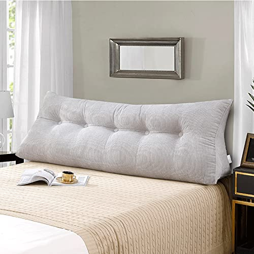 Rückenkissen für Sofa Bett Lesekissen Rückenkissen Lang Rückenlehne Kissen mit Waschbar Bezug Kord Großes Wandkissen Lendenkissen für Bett Kopfteil Sofa Couch (Grau, 100x50x20cm)