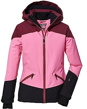 killtec Mädchen Skijacke wasserdicht/Funktionsjacke mit Kapuze und Schneefang KSW 151 GRLS SKI JCKT, hell neon pink, 128, 41187-000
