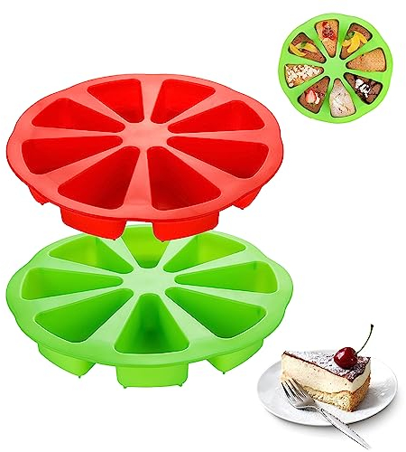 Fiauli 2PCS Silicone Baking Moulds,Triangle Silicone Cake Moulds,Non-Stick 8 Cavity Silicone Pizza Slice Cake Pan Tin Bakeware Tool for Cake Dessert Muffin Chocolate Green
