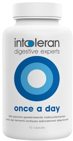 Intoleran Once a Day - 92 gélules | Complément alimentaire probiotique pour l'intolérance au lactose | Produit activement l'enzyme lactase et aide à digérer les produits laitiers | 1 gélule par jour