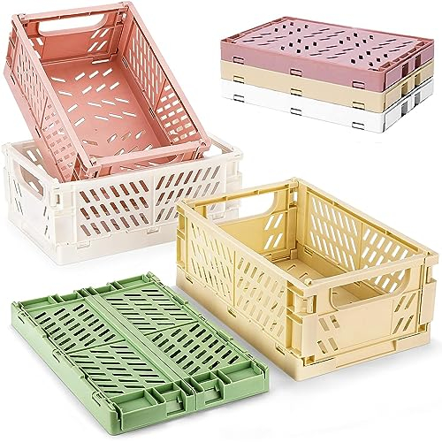4 Stück Klappkiste Aufbewahrungskorb Klappkiste Klappbox Klein Klappboxen Faltbar Stabil Enthalten Großer Klappkor Stabil Platzsparend Kein Geruch Super für Regal Büro Schlafzimmer Badezimmer Kinder