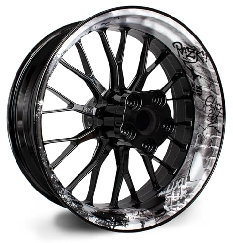 4-teiliges Felgenbettaufkleber Set für 17 Zoll Felgen Komplett Dekor Folie für Motorrad Felgenrandaufkleber selbstklebend wasserfest uv-beständig MR021 (01 Wallpaint)