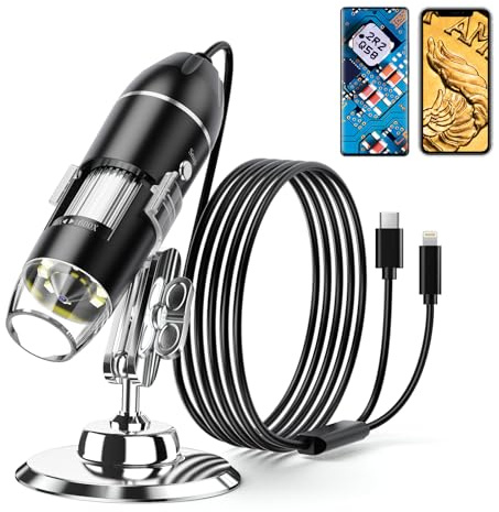 Leipan Microscope numérique, grossissement 50 x 1600x, microscope USB portable avec support réglable, mini caméra microscope compatible avec iPhone, iPad, Android