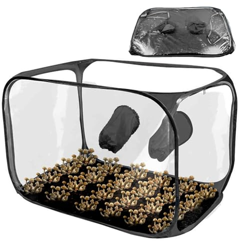 Svamp luftbox – svampodling behållare, svampodlingskit | Vattentät svampmykologi rök med transparent PVC- , monotub planteringsväska tält för hemlabb, 91 x 59 x 58 cm