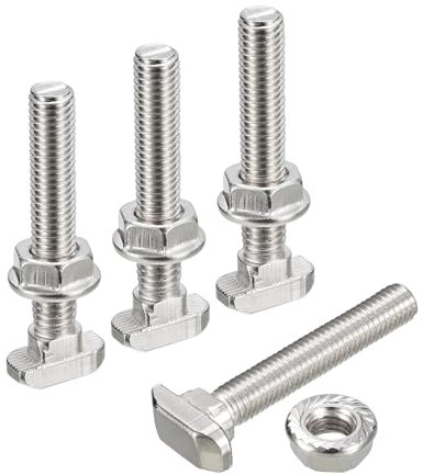 QUARKZMAN M8x50mm T-Nut und M8 Sechskantflanschmuttern-Set, 40 Sets Hammerkopf T-Bolzen T-Form Stift Schiebeschraube für 40er Serie Aluminiumprofil