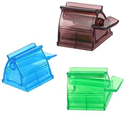 Healeved 3pcs Manual Toothpaste Dispenser Squeezer Set Blue Brown Green Bathroom Accessories for Easy Toothpaste Extraction