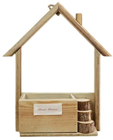 Wand-Pflanzgefäß aus Holz - Blumenvase für die Wand, Blumenampel in Form eines kreativen Hauses | Blumenvase zum Aufhängen in Hausform, moderner Blumentopf aus Holz für Bauernhof, elegante Deko
