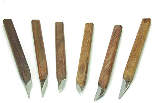 QPWYSH Holzmeißel, 6-teiliges Holzschnitzwerkzeug-Set, Wolframstahl-Bildhauermesser-Set, Ton-Bildhauer-Schnitzwerkzeug-Set for Holzblöcke, Weichhölzer, Anfängerprojekte