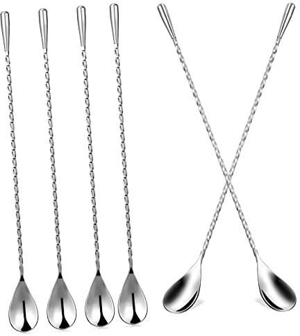 VINTORKY 6stücke Teiliges Mixing Spoons Aus Edelstahl Spiralrührlöffel Für Cocktails Getränke Und Kaffee Lange Bar Löffel Für Bar Und Party