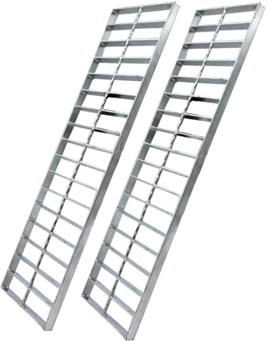 DuuMuut Galvanized Steel Drain Grate 20x5 in for NDS 5 PRO Channel, B-Class 28100 lbs Heavy-Duty Outdoor Driveway Trench Drainage Grate, Silver Rectangle Replacement Metal Sewer Cover 2pcs