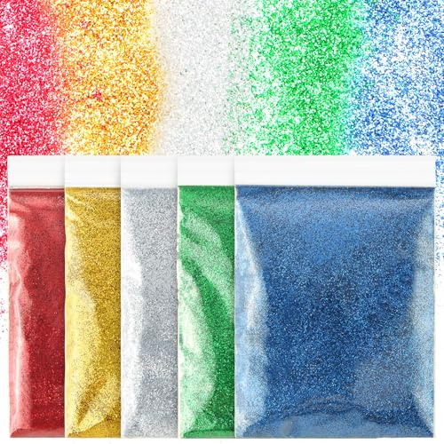 LOPHE Lot de 5 poudres de paillettes ultra fines pour le visage, le corps, les ongles, les ongles, les décorations cosmétiques, les loisirs créatifs, les gobelets, 20 g