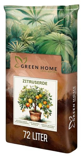 Green Home Zitruserde 72L - Erde für Zitruspflanzen & Mediterrane Pflanzen | Citrus Erde mit Langzeitdünger | Perlite, Kokosfasern & Rindenhumus | Für Garten, Kübel & Hochbeet, pH 5,80