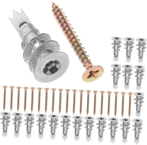 GETAJGHSD 20 Stück Spiral Hohlwandanker Aus Zinklegierung Mit Schrauben Trockenbauanker Für Gipskartonwände 13x32mm Selbstbohrend Für Wohnraum Und Gewerbebefestigungen