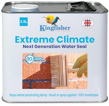 Kingfisher Extreme Climate Masonry Water Seal (2.5L) | 1-Coat Application | High Performance, 100% Breathable Water Repellent for Vertical Brick, Sandstone, Limestone & Granite | Coverage: 4–6 m²/L