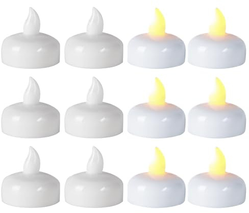 Qyljeiwred Candele galleggianti bianche – Piccole candele galleggianti a LED, luci tremolanti impermeabili attivate dall'acqua, centrotavola da tavolo, decorazione per la casa per vaso, piscina
