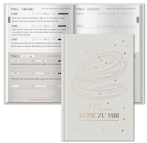 BIROYAL 5 Minuten Tagebuch für Erwachsene, Achtsamkeitstagebuch Erwachsene 6 Mins, Dankbarkeitstagebuch, Gratitude Journal mit 366 Fragen, 3 Jahres Tagebuch, 5 Minute Journal für Reflexion