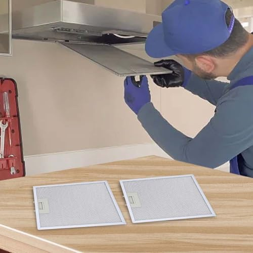 Filtro antigrasso in metallo per cappa da cucina, 2 filtri in alluminio, filtro di sfiato per cappa aspirante, argento, 330 x 230 x 9 mm